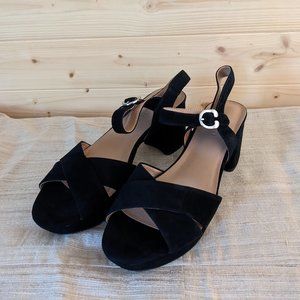 Aerosoles Cosmos Black Suede Platform Sandals